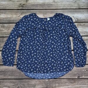 Old Navy Navy Blue Floral Blouse